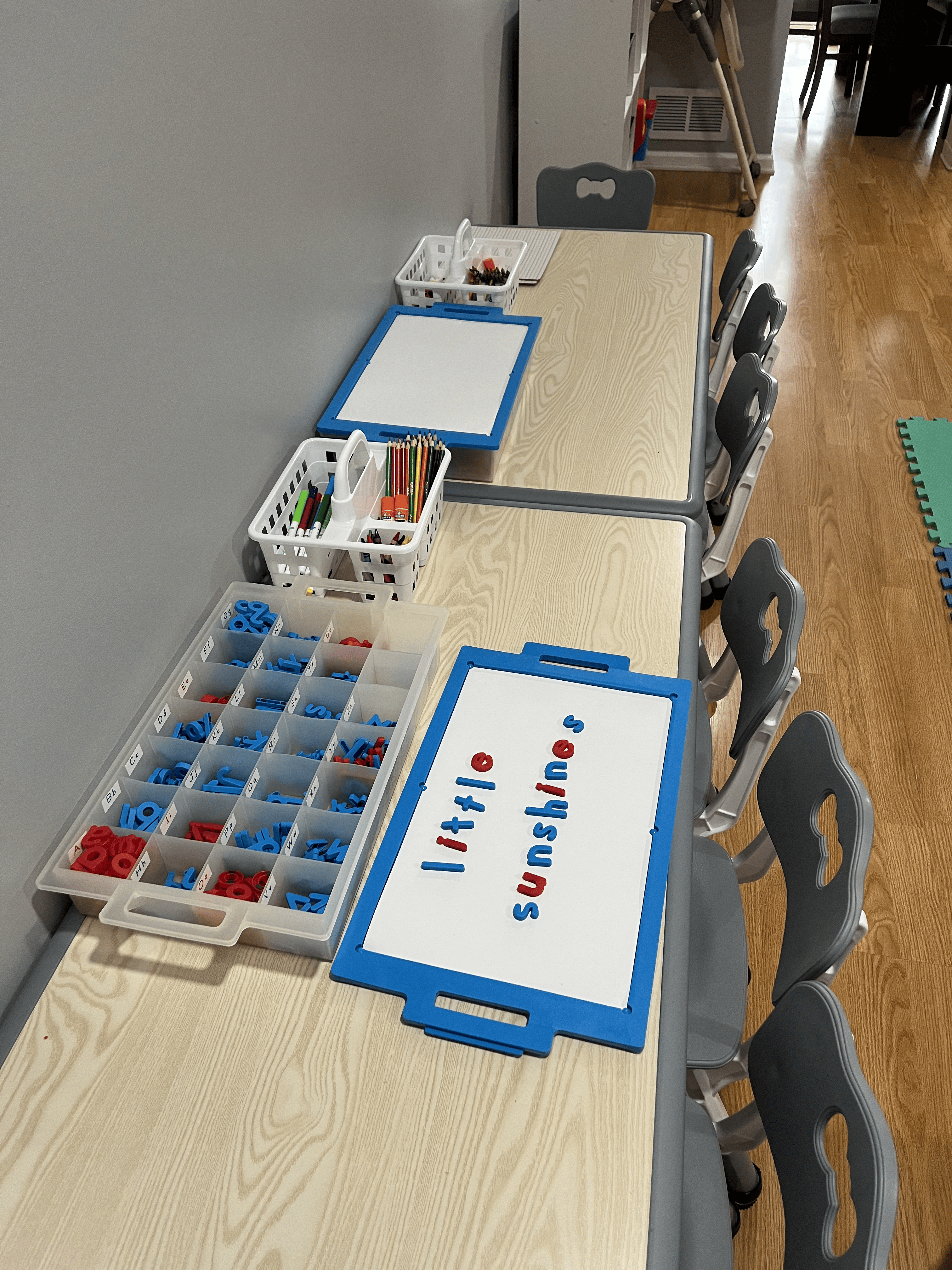 Organized cubbies and art supplies ready for creative projects